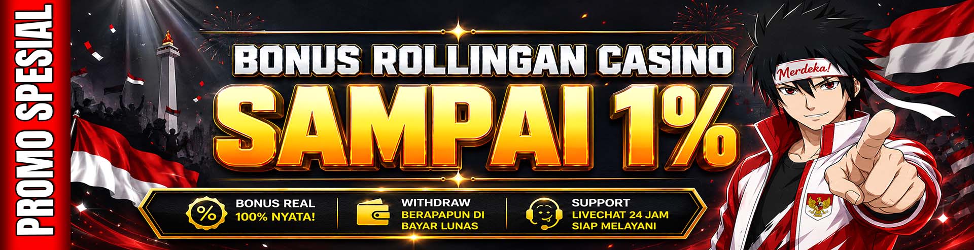 BONUS ROLLINGAN CASINO 1%